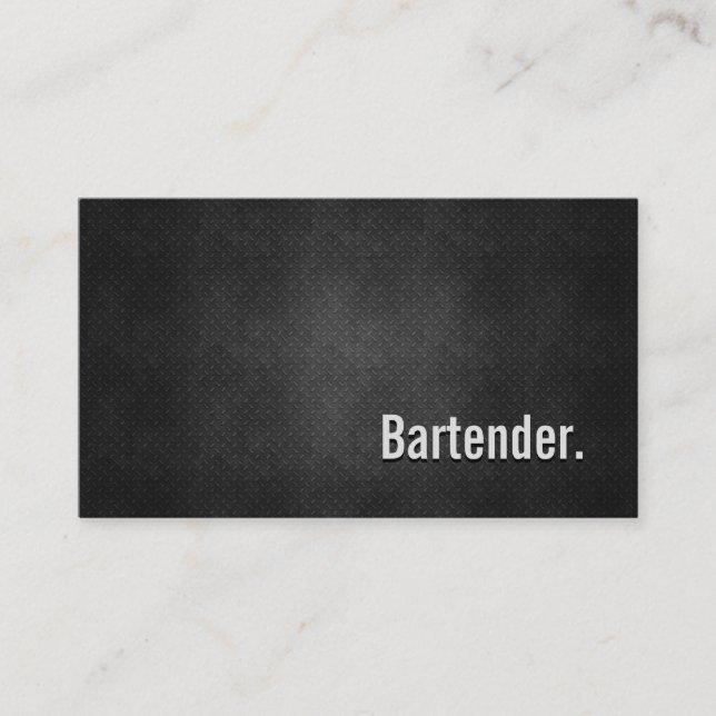 Bartender Cool Black Metal Simplicity Business Card (Front)