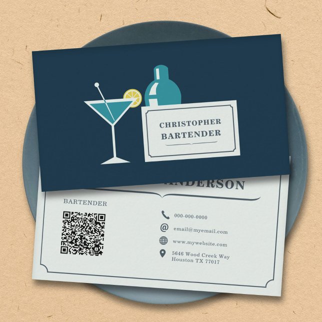 Bartender - Dark Blue Business Card (Bartender - Dark Blue Business Card)