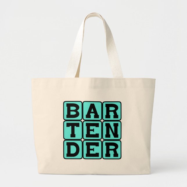 Bartender, Drink Dispenser Large Tote Bag (Front)