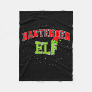Bartender Elf Christmas Family Matching Group Xmas Fleece Blanket