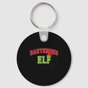 Bartender Elf Christmas Family Matching Group Xmas Keychain