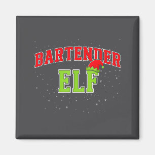 Bartender Elf Christmas Family Matching Group Xmas Magnet