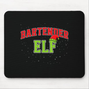 Bartender Elf Christmas Family Matching Group Xmas Mouse Pad