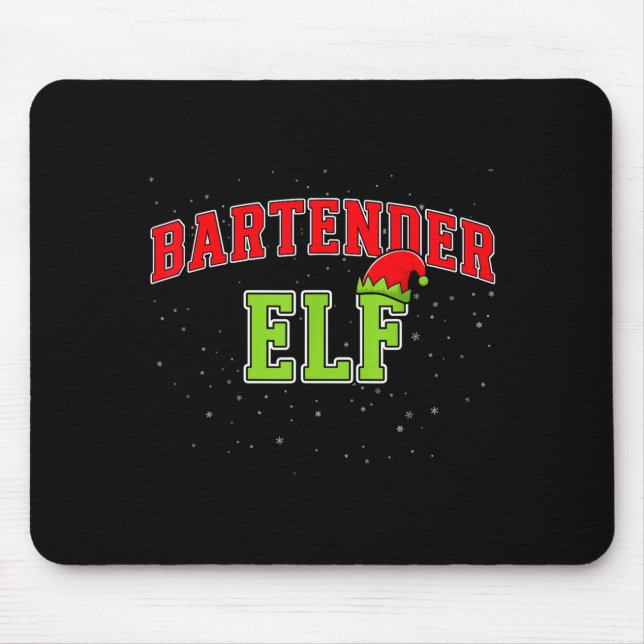 Bartender Elf Christmas Family Matching Group Xmas Mouse Pad (Front)