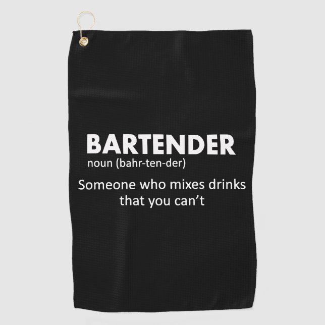 Bartender Funny Bartender Definition Beer Vodka Wh Golf Towel (Front)