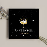 Bartender Glamourous Cocktail Funny Champagne Girl Square Business Card<br><div class="desc">These beautiful business cards would be perfect for bartender/waiter or any other occupation of your choice. Easily add your own name by clicking on the "personalize this template" option. If you have any design related questions/requests,  please do not hesitate to contact us.</div>