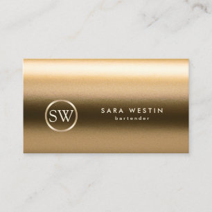 Bartender Gold Monogram Texture Business Card