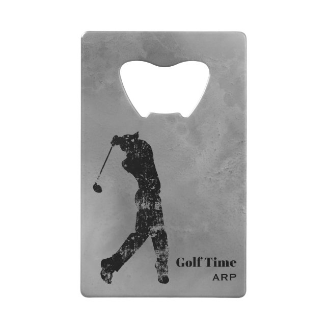 *~* Bartender Grey Marble Textured Golfer Grey Credit Card Bottle Opener (Back)