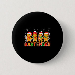 Bartender Job Group Santa Gingerbreads Xmas Cookie 2 Inch Round Button