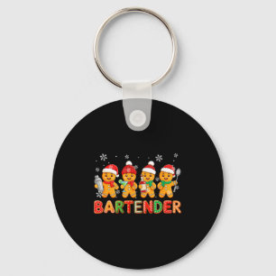 Bartender Job Group Santa Gingerbreads Xmas Cookie Keychain