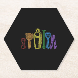 Bartender LGBT Rainbow Barmaid Barman Mixologist Paper Coaster