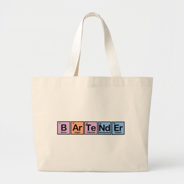 Bartender made of Elements Large Tote Bag (Front)