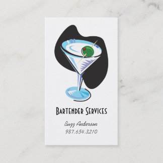 bartender martini glass_black business card