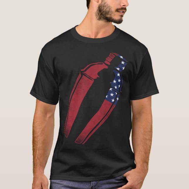 Bartender Mixologist American Flag Vintage T-Shirt (Front)