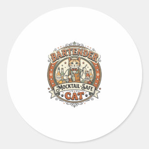 Bartender Mocktail-Safe Cat Bartender Mocktail-Saf Classic Round Sticker