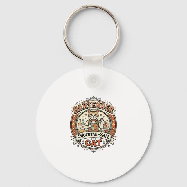 Bartender Mocktail-Safe Cat Bartender Mocktail-Saf Keychain (Front)