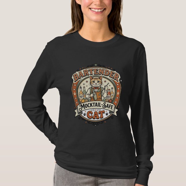 Bartender Mocktail-Safe Cat Bartender Mocktail-Saf T-Shirt (Front)