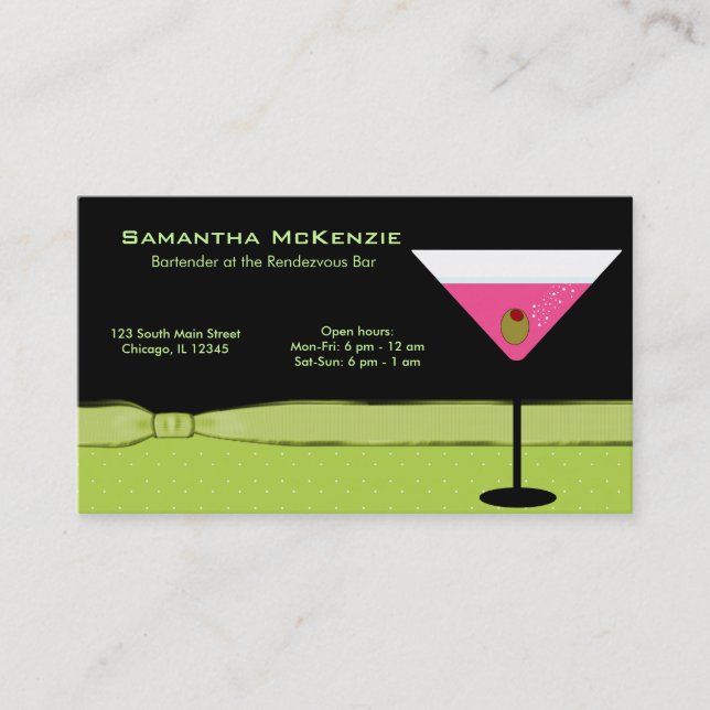 Bartender/Owner Bar Business Card (Front)