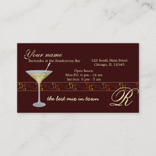 Bartender/Owner Bar Business Card