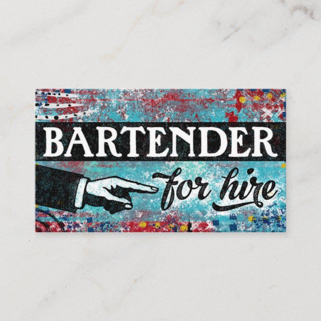 Bartender Pour Location Cartes de visite - Rouge B (Devant)