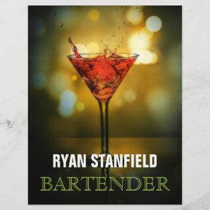 Bartender Promotional Sheet with Drink Ingredients