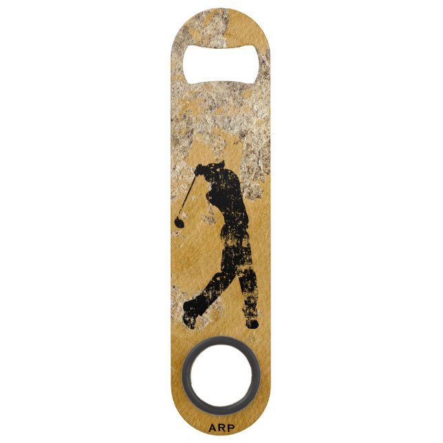 *~* Bartender Rough Gold and Tan Textured Golfer Bar Key (Front)
