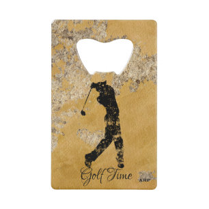 *~* Bartender Rough Gold and Tan Textured Golfer Credit Card Bottle Opener