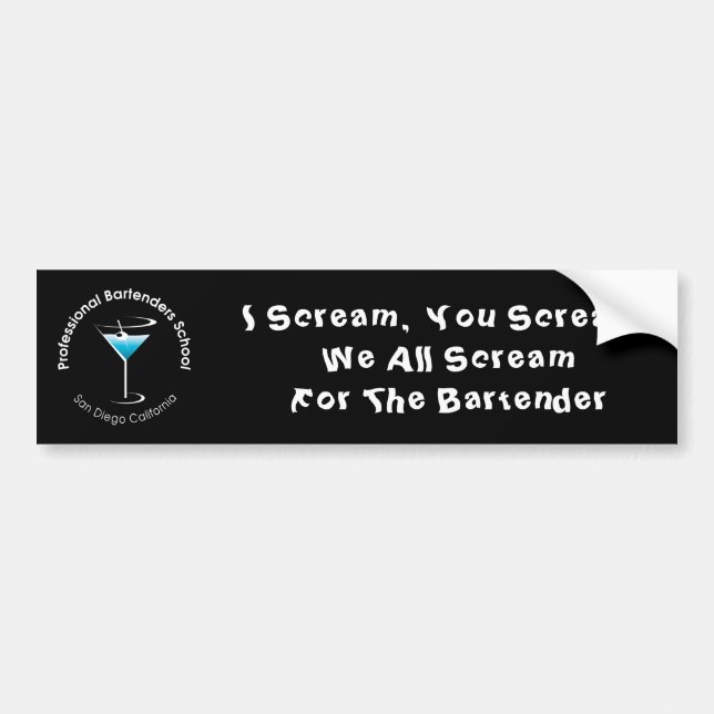 Bartender School Bumper Sticker (Front)