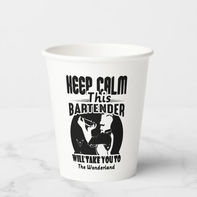 Bartender Shirt - Keep Calm This Bartender T shirt Paper Cups (Front)
