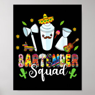 Bartender Squad Lets Fiesta Cinco De Mayo Mexican Poster