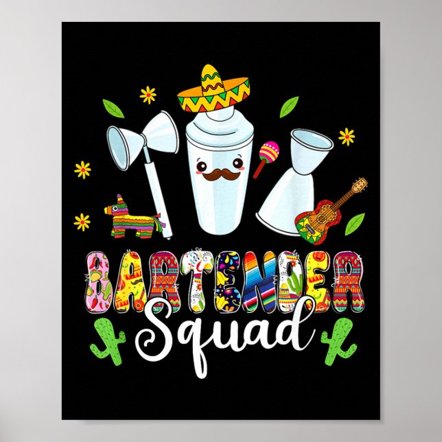 Bartender Squad Lets Fiesta Cinco De Mayo Mexican  Poster (Front)