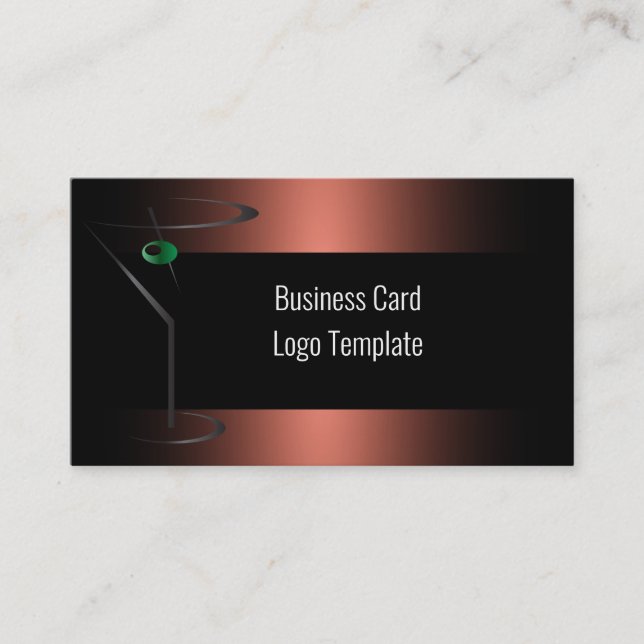 Bartender Template Business Card Logo Cocktail (Front)