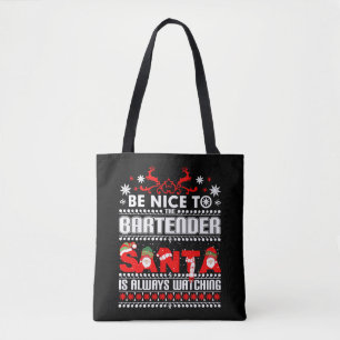 Bartender Ugly Christmas Sweater Gift Funny Barten Tote Bag