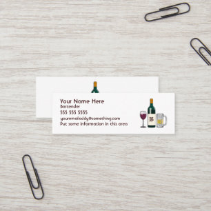 Bartender White Mini Business Card