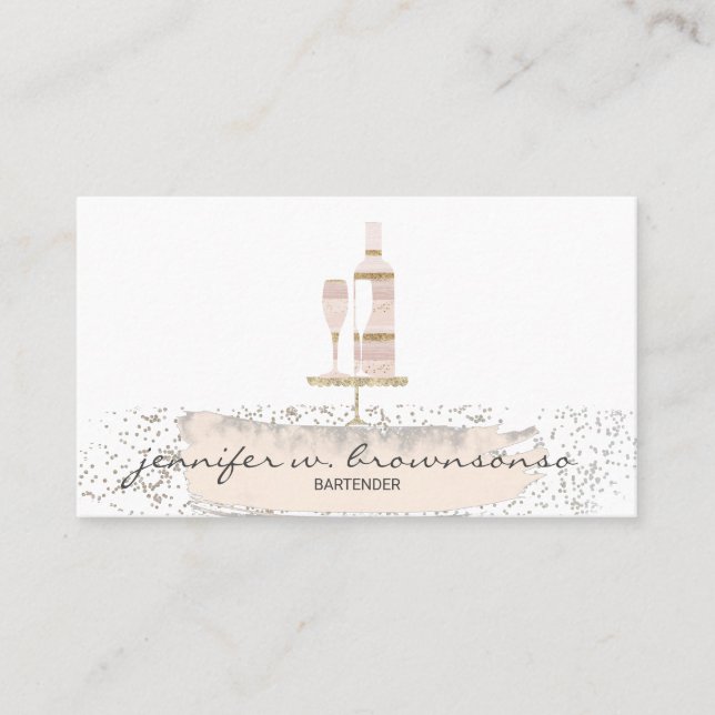 Bartender Wine Restaurant Glitter Business Card (Front)