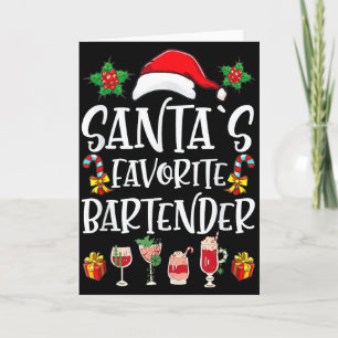 Bartender Xmas Gift Santa's Favorite Bartender Chr Card