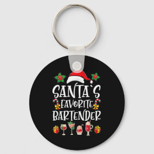 Bartender Xmas Gift Santa's Favorite Bartender Chr Keychain