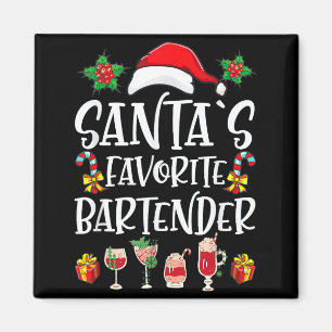 Bartender Xmas Gift Santa's Favorite Bartender Chr Magnet
