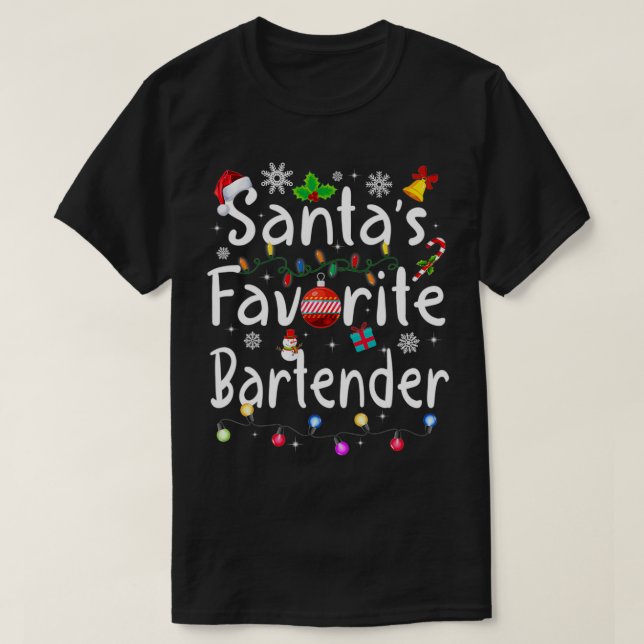 Bartender Xmas Santax27s Favorite Bartender Christ T-Shirt (Design Front)