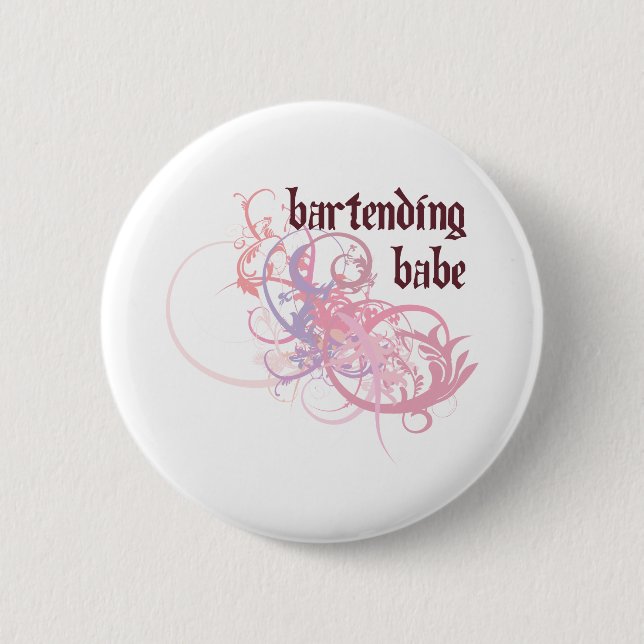 Bartending Babe 2 Inch Round Button (Front)