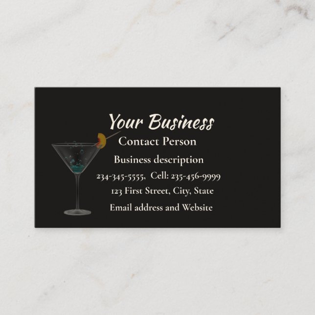 Bartending Bartender Catering Serving Business Card (Front)