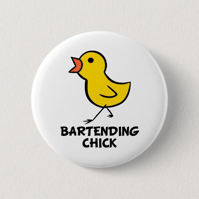 Bartending Chick 2 Inch Round Button (Front)