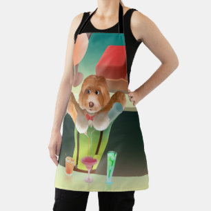 Bartending Dog in Retro Bar Apron