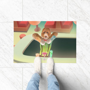Bartending Dog in Retro Bar Doormat