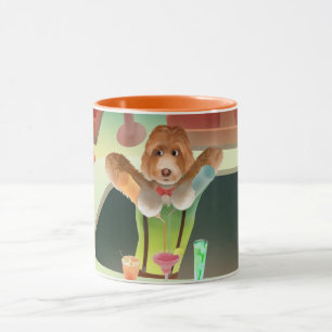 Bartending Dog in Retro Bar Mug