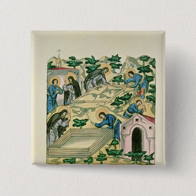 Bartholomew and Stephan 2 Inch Square Button (Front)