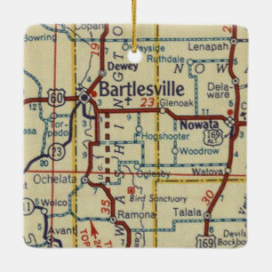 Bartlesville OK Vintage Map Ceramic Ornament