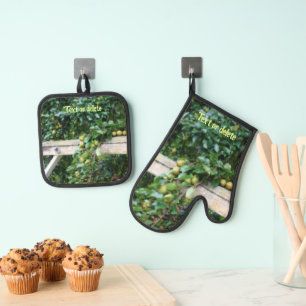 Bartlett Pears On Tree Personalized Oven Mitt & Pot Holder Set