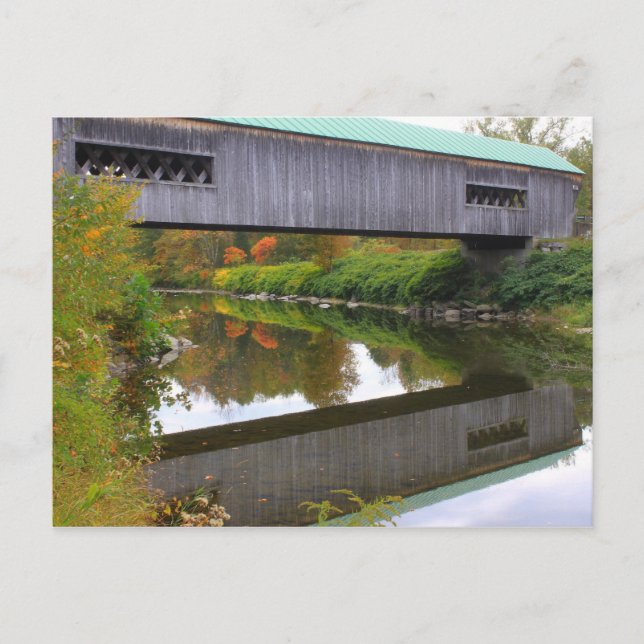 Bartonsville Covered Bridge Vermont Reflection Postcard (Front)