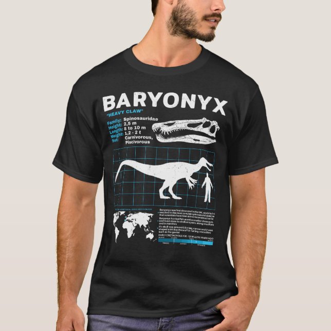 Baryonyx Fiche technique fossile T-Shirt (Devant)